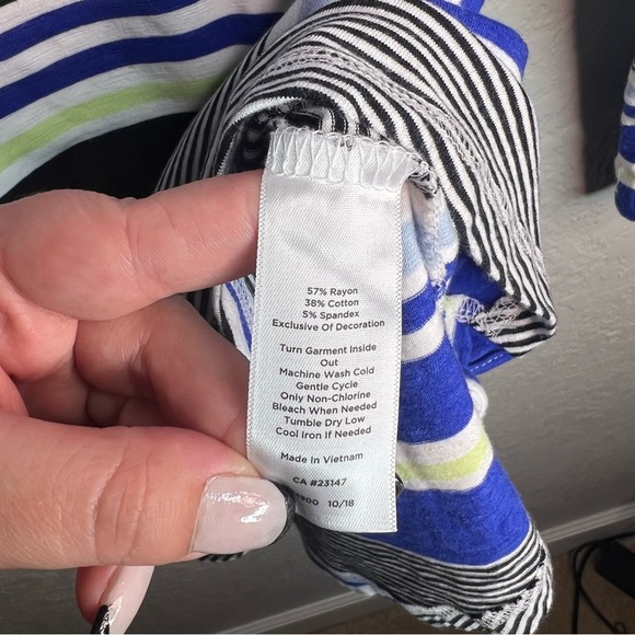 Talbots Striped Top 3 Quarter - Picture 5 of 7